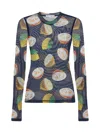 Jw Anderson Long Sleeve Mesh Top In Navy