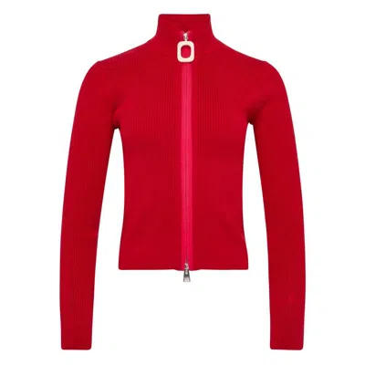 Jw Anderson J. W. Anderson Crimson Red Cotton Blend Turtleneck Sweater
