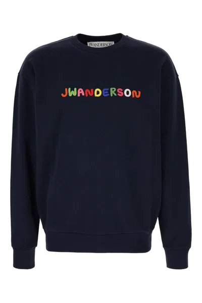 Jw Anderson Navy Embroidered Sweatshirt In Blue