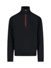 Jw Anderson Black Sweatshirt With Front Zip And Embroidered Logo On The Sleeve In Cotton Man In Black