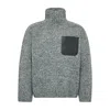 Jw Anderson Grey Sweater With High Neck And One Front Patch Leather Pocket In Wool Blend Man In Gray