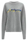Jw Anderson Run Hany Logo-embellished Jumper In Grigio Neri E Grigi