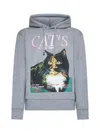 Jw Anderson Cat Print Hoodie Mid Grey Melange In Mid Grey Melange