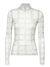 Jw Anderson Sheer Long Sleeve Turtleneck Top In White