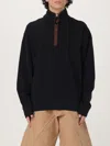 Jw Anderson Black Sweatshirt With Front Zip And Embroidered Logo On The Sleeve In Cotton Man In Black