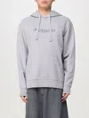 Jw Anderson Hooded Sweatshirt Drawstring Ribbed Cuffs Kangaroo Pocket In Grey
