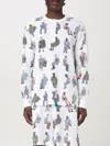 Jw Anderson People Print Waffle Knit Cotton Henley Top In White