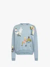 Jw Anderson Mens Steel Blue Relaxed-fit Graphic-print Cotton-jersey Sweatshirt In Blue