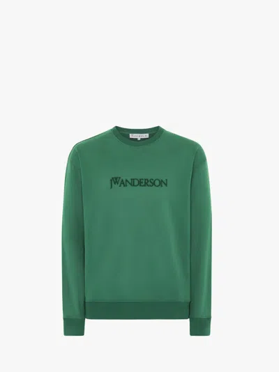 Jw Anderson Sweatshirt With Embroidered Logo In Green