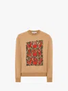 Jw Anderson Sweatshirt With Printed Lace Frontpanel In Neutrals