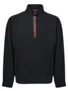Jw Anderson Black Sweatshirt With Front Zip And Embroidered Logo On The Sleeve In Cotton Man