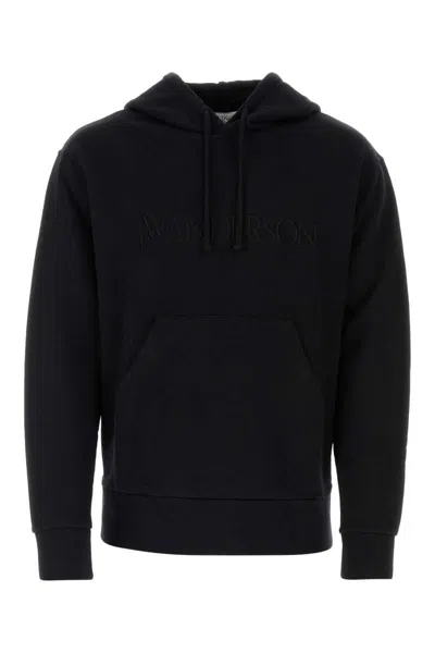 Jw Anderson J. W.anderson Cotton Hoodie With Embroidered Logo In Black
