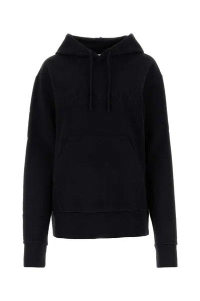 Jw Anderson Classic Logo-embroidered Hoodie In Black