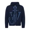 Jw Anderson J. W. Anderson Zip-up Hooded Sweater With Contrasting Logo In Blue