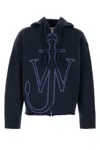 Jw Anderson J. W. Anderson Zip-up Hooded Sweater With Contrasting Logo In Blue