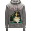 Jw Anderson Cat Print Hoodie Mid Grey Melange In Grey