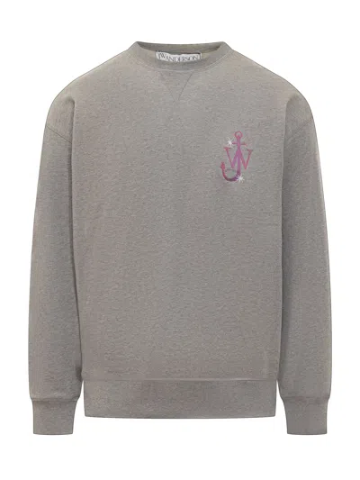 Jw Anderson J.w. Anderson Sweet Anchor Sweatshirt In Light Grey Melange