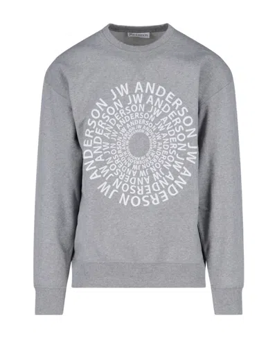 Jw Anderson Swirl Logo-embroidered Sweatshirt In Gray