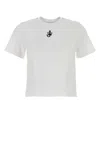 Jw Anderson Mens White Anchor-embroidery Crop Cotton-jersey T-shirt In Neutral