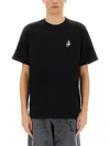 Jw Anderson Black Crewneck T-shirt With Anchor Embroidery On The Front In Cotton Man In Black