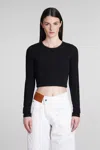 Jw Anderson Short Ribbed Cotton Top In Black