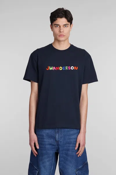 Jw Anderson Logo Embroidered T-shirt In Blue