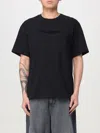 Jw Anderson Men Black Crewneck T-shirt With Logo Lettering Embroidery On The Front In Cotton Man In Black