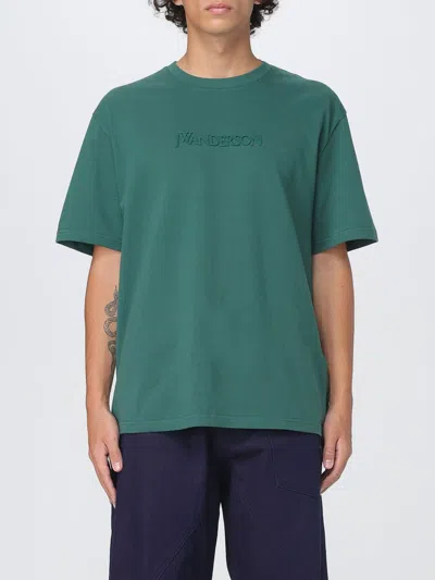 Jw Anderson Embroidered Logo Cotton T-shirt In Green