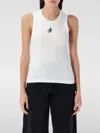 Jw Anderson Crew Neck Ribbed Sleeveless Top Straight Hem In White
