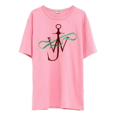 Jw Anderson Embroidered T-shirt In Pink