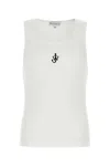 Jw Anderson White Sleeveless Top With Logo Embroidery On The Front In White