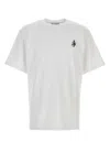 Jw Anderson Men White Crewneck T-shirt With Logo Embroidery On The Front In Cotton Man In White