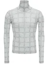 Jw Anderson Sheer Long Sleeve Turtleneck Top In White