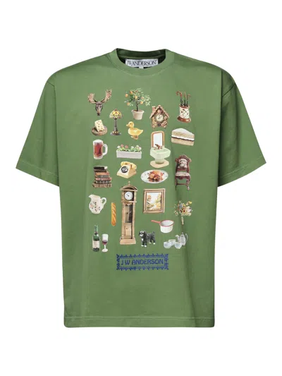 Jw Anderson T-shirt With Diorama Print In Green