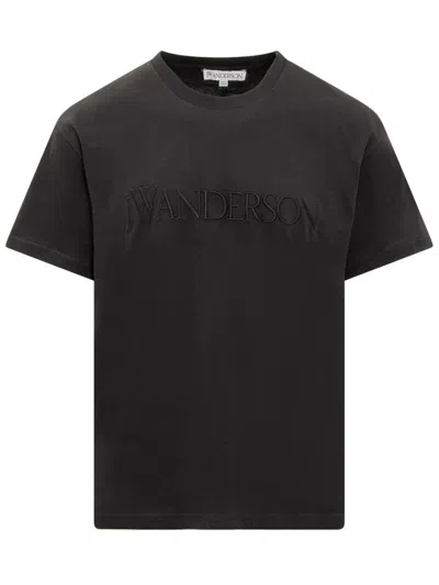 Jw Anderson T-shirt With Embroidered Logo In Black