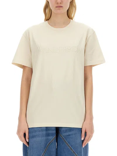 Jw Anderson T-shirt With Logo In Beige