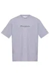 Jw Anderson Grey Crewneck T-shirt With Logo Embroidery On The Front In Grey Melange