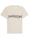 Jw Anderson Mens Ecru Circular Brand-print Cotton T-shirt In Neutral
