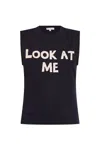 Jw Anderson Blue Sleeveless Top With Maxi Print On The Front And Logo Detail On The Rear In Blue