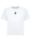 Jw Anderson Mens White Anchor-embroidery Crop Cotton-jersey T-shirt In White