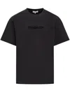 Jw Anderson Black Crewneck T-shirt With Logo Lettering Embroidery On The Front In Cotton Man In Black