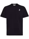 Jw Anderson Men Black Crewneck T-shirt With Anchor Embroidery On The Front In Cotton Man In Black