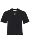 Jw Anderson Anchor Embroidered Cropped T-shirt In Nero