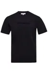 Jw Anderson Men Black Crewneck T-shirt With Logo Lettering Embroidery On The Front In Cotton Man In Nero