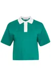 Jw Anderson Cropped Knitted Polo Top In Verde