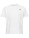Jw Anderson Men White Crewneck T-shirt With Logo Embroidery On The Front In Cotton Man In White