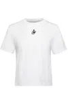 Jw Anderson Mens White Anchor-embroidery Crop Cotton-jersey T-shirt In White