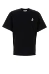 Jw Anderson Black Crewneck T-shirt With Anchor Embroidery On The Front In Black
