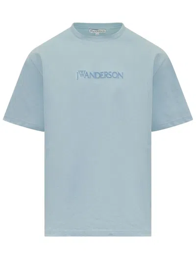 Jw Anderson Embroidered Logo T-shirt In Burgundy