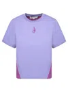 Jw Anderson Panelled Cropped T-shirt With Anchor Embroidery In Purple